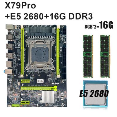 X79Pro motherboard Set X79 Set LGA 2011 V1 V2 with 16GB DDR3 ECC REG RAM XEON kit Xeon E5 2680 2.7GHz 20M Cache 8 GT/s LGA 2011