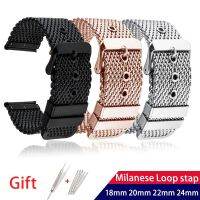 Gelang Jam Tangan Jaring Milan 18Mm 20Mm 22Mm 24Mm Tali Logam Baja Tahan Karat Pria Wanita 1.0/0.4 Aksesori Gelang Gesper Pin Jaring