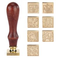 Fire Paint Seal Wax Seal Stamp Square Wooden Handle Stamp for Wedding Invitation Signature Kids Toy