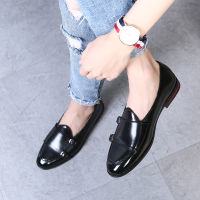 Fashion Monk Strap Leather Shoes Men Plus Size British Style Loafer Casual Flat Shoes for Party Club 2021 New Zapatos Hombre