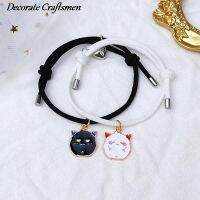 Romantic Couple Heart Magnetic Attracting Bracelets for Women 2PCS Cute Cartoon Ghost Pendant Bracelet Friendship Jewelry Gift