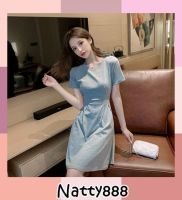 Natty888 Glamour มินิเดรส เสื้อตัวยาว-dress คอกลม แต่งระบาย  สวยมาก สไตล์ เกาหลี แขนสั้น แฟชั่นเกาหลี สวยเก๋ ผ้านิ่ม ใส่สบาย 075