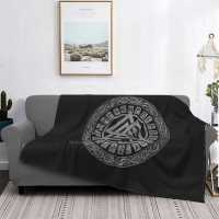 Silver Valknut Symbol On Pattern Air Conditioning Blanket Travel Portable Blanket Valknut Viking Interlocking Es Norse Odin