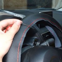 【YF】 Car Steering Wheel Braid Cover Needles And Thread Artificial Leather Covers Suite Black Texture Soft Auto Accessories