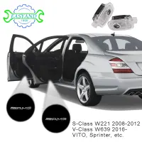 EASYAND 2ชิ้น LED รถไฟประตูสำหรับ Mercedes Benz S Class W221โปรเจ็คเตอร์โลโก้ Ghost ยินดีต้อนรับโคมไฟอุปกรณ์ตกแต่งรถของแท้