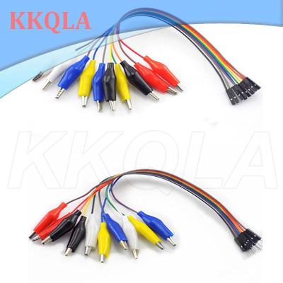 QKKQLA 20cm 1pair Double-ended Eclectic Alligator Clip Male Female Jump Wire 10pin Crocodile Clip Test Wire Connection DIY