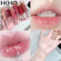 HKHO หลอดเม็ดสีคริสตัลเยลลี่ลิปลิปกลอสน้ำผึ้งกระจกเงาใสแวววาวลิปสติกใสแวววาวลิปกลอสให้ความชุ่มชื้น