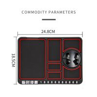 แผ่นรองโทรศัพท์กันลื่นสำหรับจอดรถ4-In-1บัตรตัวเลขกันเสื่อกันลื่นที่วางของเหนียวกันลื่นที่วางโทรศัพท์ติด