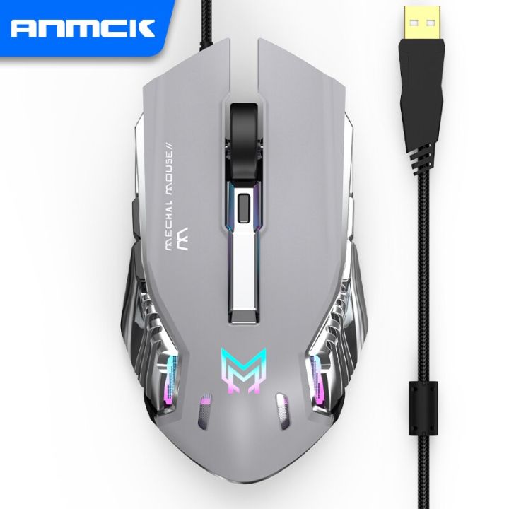 anmck-เมาส์สำหรับเล่นเกมส์สายอาชีพ6ปุ่มตั้งโปรแกรมได้8000dpi-นำแสง-usb-เกมคอมพิวเตอร์เมาส์เมาส์สำหรับนักเล่นเกมพีซีแล็ปท็อป