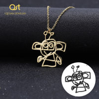 2021Custom Childrens Drawing Necklace, Kids Art Child Artwork Personalized Graffiti Necklaces Custom Your Design Name Logo Jewelry