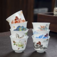 1Pcs Chinese Style Ceramic Kung Fu Tea Cup Chinese Style Household Porcelain Afternoon Teacup Espresso Cups Pottery Coffee Cup