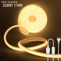 การ์ตูน16ig3506 COB Strip Com Interruptor Lâmpada Tubo De Silicone ยืดหยุ่น Alta Densidade Iluminação Linear Fita Permeável 220V 110V 288LED