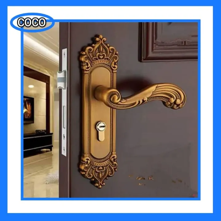 European style Full solid handle Quiet Security Entrance Lever Door