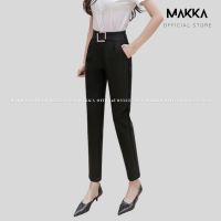 Makka baggy womens office baggy pants with square belt with elastic waist 834