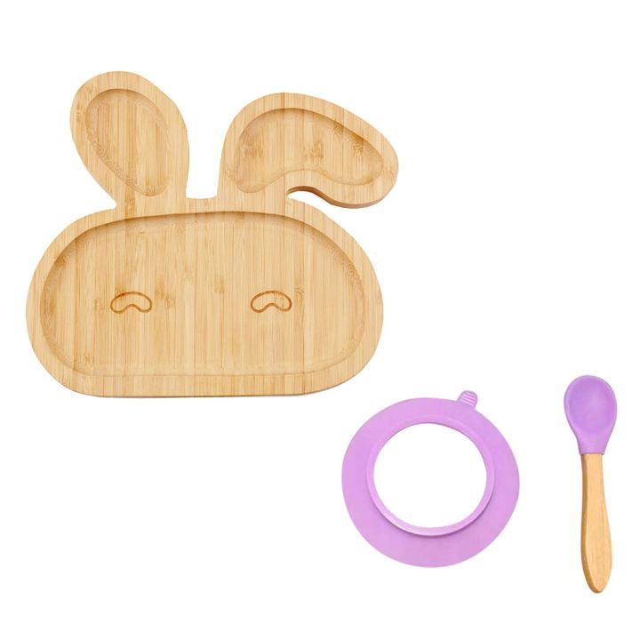 2021-baby-toddler-bamboo-sheep-plate-silicone-suction-feeding-bowl-suction-spoon-set-bunny-shape-dinner-plate-eco-friendly