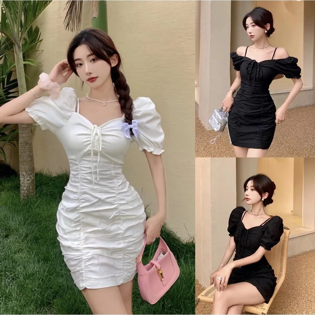 casual white fitted dress