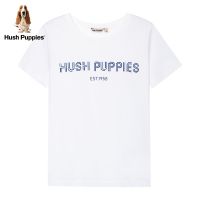 [100% Cotton] เสื้อยืดแขนสั้น ผ้าฝ้าย พิมพ์ลายตัวอักษร Hush Puppies แฟชั่นสําหรับผู้หญิง