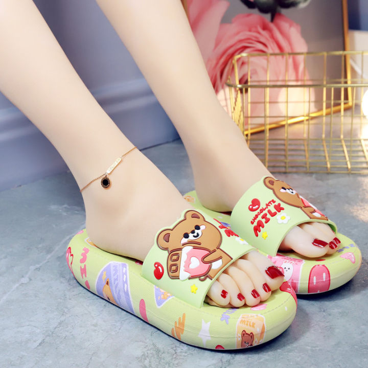 รองเท้า-แฟชั่น-ญ-รองเท้าส้นตึกเกาหลี-รองดท้าแตะ-รองเท้าแตะกันลื่น-น่ารัก-หมี-รองเท้าแฟชั้น2022-summer-shoes-031405