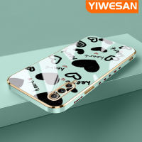 YIWESAN เคสสำหรับ Huawei Y9s P Smart Pro 2019,เคสแฟชั่นสีดำลายหัวใจความรักเคสซิลิโคนชุบดีไซน์ใหม่ด้านข้างเคสป้องกันกล่องกันกระแทกกล้องฝาปิดเลนส์เต็มรูปแบบ