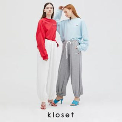 Kloset(KK21-P001) Kloset Sweatpants กางเกงวอร์ม กางเกงขายาวง กางเกงยางยืด กางเกงผู้หญิง กางเกงแฟชั่น