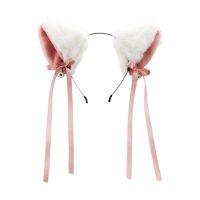 Lolita สำหรับหูแมวผม Hoop Plush Headdress จำลองสัตว์ Headband กับ Bowknot All-Match Headband สำหรับ Street Shoo