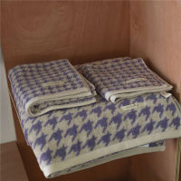 Houndstooth Bath Towel Cotton Soft Face Towels Soft Absorbent Towel for Bathroom Embroidered Face Towel Beach Towels Bath Robe