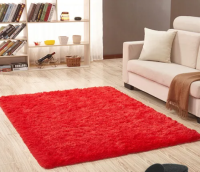 พรมเฟอร์สี่เหลียมสีแดง มีหลายขนาด 40-180 ซม พรมขนมิ้ง Red Fur Faux Rug Carpet พรมปูพื้น พรมขนเฟอร์ พรมขนสัตว์เทียม พรม พรมเฟอร์ ผ้าขนมิ้ง