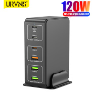 URVNS Bộ Sạc Siêu Nhanh USB C 120W Bộ Sạc 6 Cổng PD 65W PPS45W Máy Tính