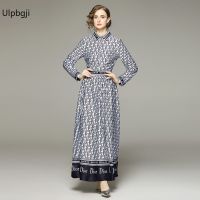 European and American Fashion Waist-Controlled Letter Print Oversized Dress