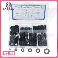 330pcs Nylon Plastic Washers Black Washer Kit with Box M2.5 M3 M4 M5 M6 M8 White Insulation Gasket Washer Ring Set