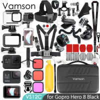 Vamson สำหรับ GoPro ฮีโร่8สีดำเมาขาตั้งกล้องอุปกรณ์เสริมชุดกันน้ำกรณีที่อยู่อาศัยสำหรับไปโปร8กีฬาอุปกรณ์เสริมสำหรับกล้อง VS12