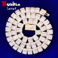 Bubble Letter Baguette Square Tennis Chain for Men Necklace Hip Hop Fashion Jewelry Real Copper Bling Rock Charms Fashion Chain Necklaces