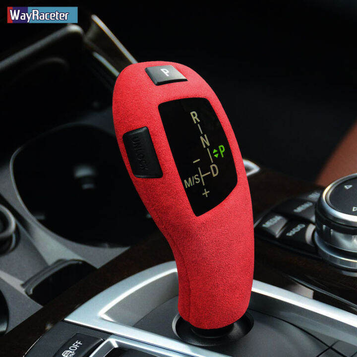 Ultrasuede Suede Wrapping Gear Shift Knob ABS Trim Cover Decoration For