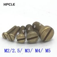 10-50PCS M2 M2.5 M3 M4 M5 DIN84 Brass Slotted Cheese Head Screw Brass Screw Brass Bolt Screw Nut Drivers