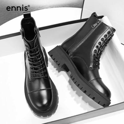 ENNIS Black Martin Boots Womens Cow Leather Shoes Platform Chunky Boots Lace Up Ankle Boots Winter Autumn Zip Shoes nd 2021