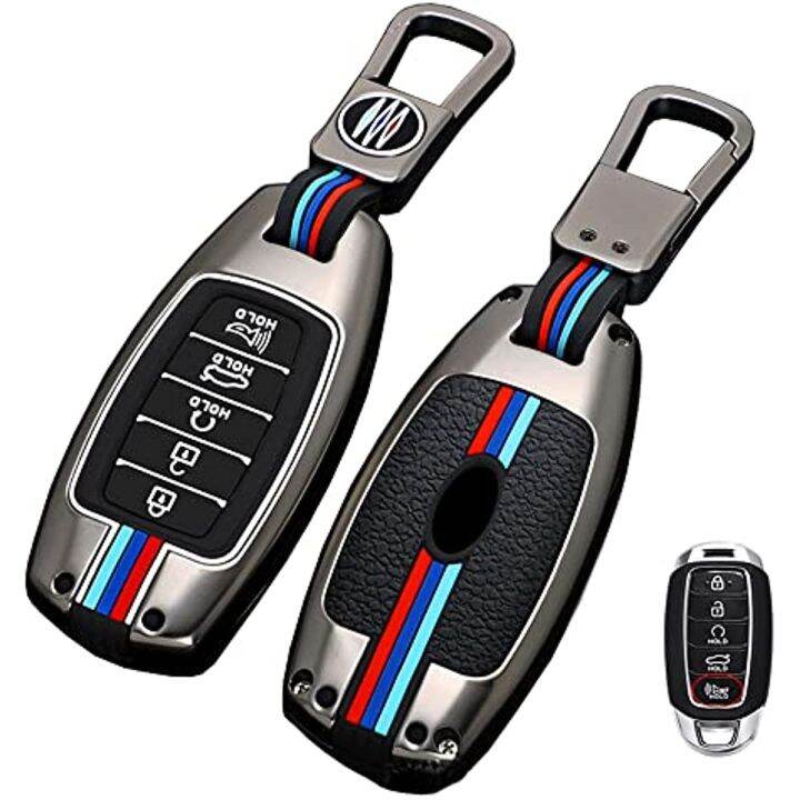 key-fob-cover-case-metal-shell-smart-key-holder-compatible-for-hyundai-kona-veloster-i30-ix35-solaris-azera-grandeur-ig-elantra-accent-santa-fe-palisade-5-buttons