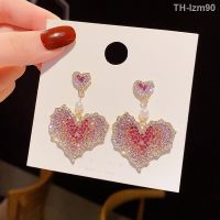 ? เครื่องประดับ 925 silver needle colour full drill size love eardrop Korea temperament exaggerated web celebrity earrings female senior earrings