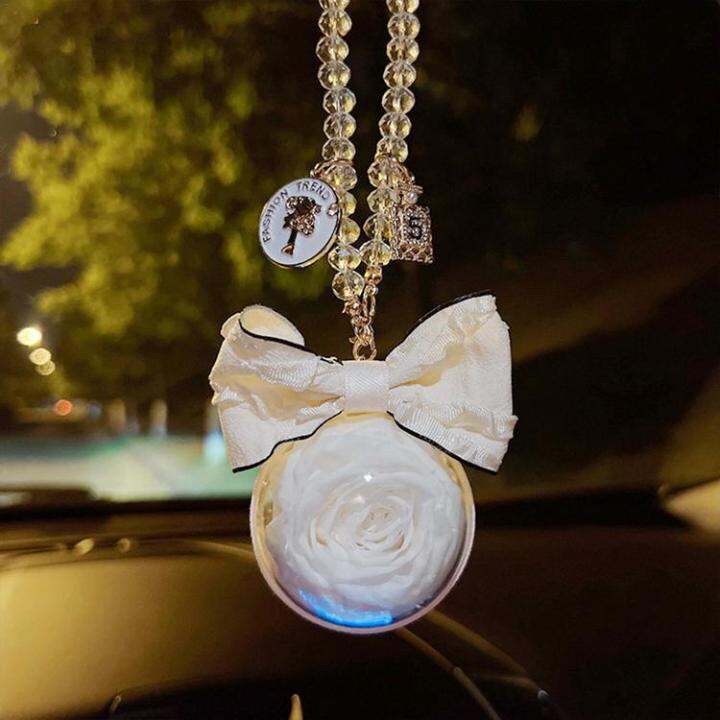 car-pendant-eternal-rose-creative-eternal-rose-pendant-for-women-car-rearview-mirror-decorations-artificial-flower-for-luggage-handbag-school-bags-key-chain-rational