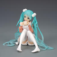 ของเล่นฟิกเกอร์อะนิเมะ Miku Hatsune ใหม่ขนาด9ซม. ของเล่นตุ๊กตานางแบบพีวีซีน่ารักรูปปั้นท่านั่งมิกุของขวัญเครื่องประดับตั้งโต๊ะเด็ก