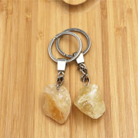 Natural Stone Powder Crystal Key Ring Keychain Women Men Natural Fluorite Irregular Gemstones Rose Quartzs Keychain