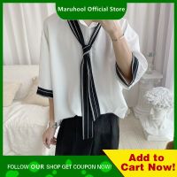 เสื้อเชิ๊ตหัวใจ MARUHOOL แขน5/4ความรู้สึกในการออกแบบ: Ruffian สำหรับผู้ชาย,หล่อ,Han Feng,แฟชั่น Ins,สีแดงสุทธิของผู้ชาย,หล่อและเสื้อนางฟ้าของนักเรียน