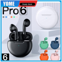 YOME Air Pro 6 TWS หูฟังบลูทูธพร้อมไมโครโฟนเอียร์บัดตัดเสียงรบกวนชุดหูฟังสำหรับฟังเพลงเล่นเกมหูฟังไร้สายสำหรับสมาร์ทโฟนทุกรุ่น