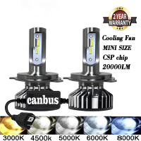 2PCS 20000LM 4500K 6000K 8000K 3000K HB3 HB4 9005 9006 H3 H1 H7 H4 H11 9012หลอดไฟ Canbus หลอดไฟ Led ไฟหน้ารถไฟหน้าอัตโนมัติหมอกไฟ