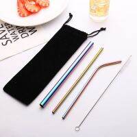 10 Colors Reusable Drinking Straw Eco-Friendly  Metal Colorful Straws 18/10 Stainless Steel Straws Set Bar Party Accessory Specialty Glassware