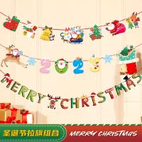 Christmas decorations flag hanging flag pennant scene layout atmosphere shopping mall hotel supermarket ceiling hanging flag