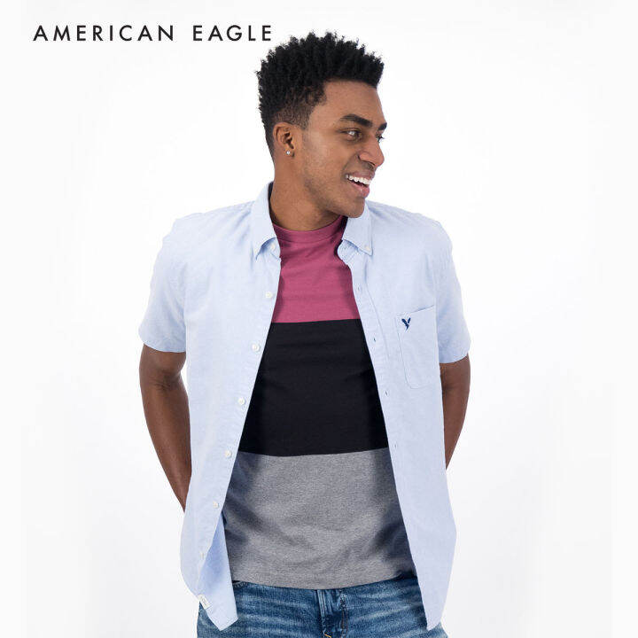 american-eagle-oxford-short-sleeve-button-up-shirt-เสื้อเชิ้ต-ผู้ชาย-อ็อกซ์ฟอร์ด-แขนสั้น-nmsh-015-2105-400