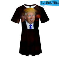 Donald johntrump ผู้หญิง Tunic peplum ชุดแขนสั้นแฟชั่นใหม่ 3D การพิมพ์สีดิจิตอลของผู้หญิงทุกการแข่งขันชุดฤดูร้อนสบายๆฮาราจูกุแฟชั่นชุดแกว่ง