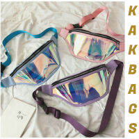 ?จัดส่งทันที? KakBags กระเป๋าคาดเอวเลเซอร์ TPU กระเป๋าสะพายกีฬากันน้ำ PVC สีสันสดใส