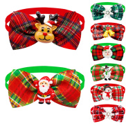 Christmas Dog Collar With Bow Tie Adjustable Christmas Plaid Bow Tie With