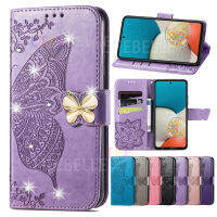 LIFEBELLE ปลอกสำหรับ Samsung A02s A03s A20 A12 A11 A31 A13 A23 A32 A53 A33 A13 4G 5G กรณี,สายคล้องมือ3D ไรน์สโตนระยิบระยับสวยผีเสื้อหนังกระเป๋าเงินแบบฝาพับกรณีช่องใส่บัตรขาตั้งโทรศัพท์ป้องกัน